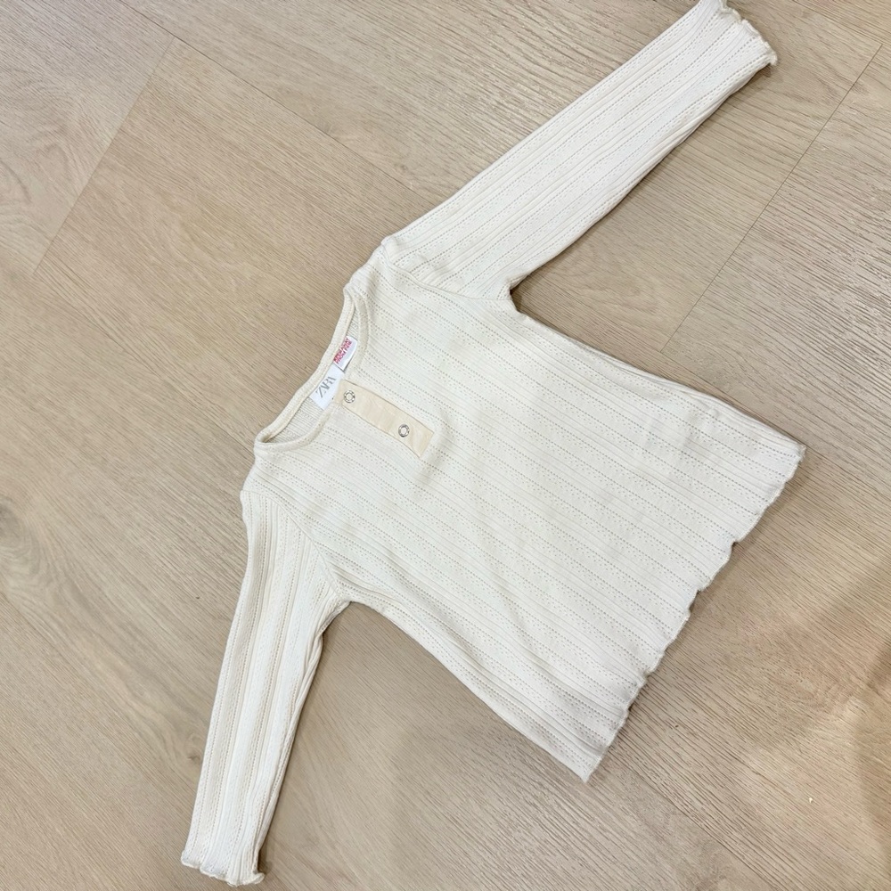 Zara Cream Long Sleeve Girls Top